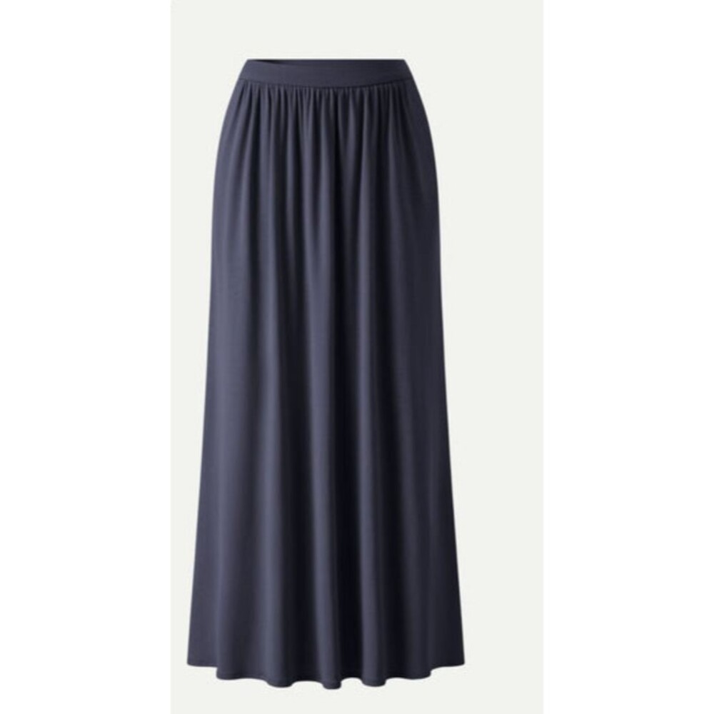 OGL Soft Stretchy European Linen Blend Side Pocket Maxi Skirt Navy Size Large
